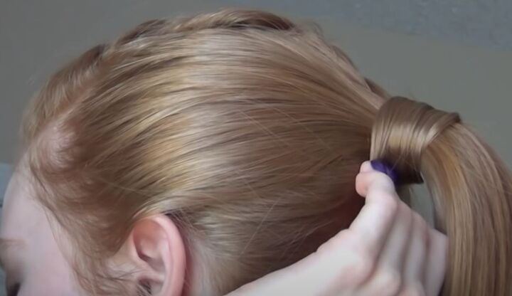 french braid with high ponytail, Covering hair tie