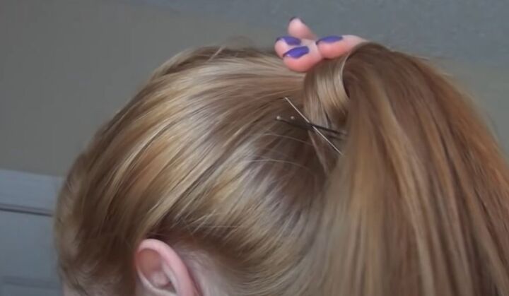 french braid with high ponytail, Covering hair tie