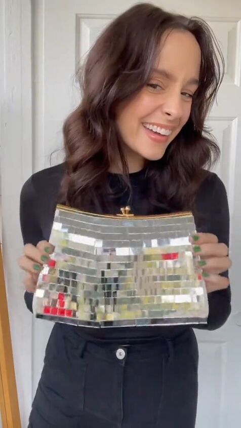 taking the disco obsession to a new level for accessories, DIY disco tile clutch