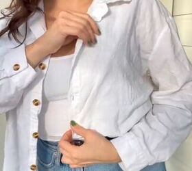 genius button up hack for blouses, Folding blouse