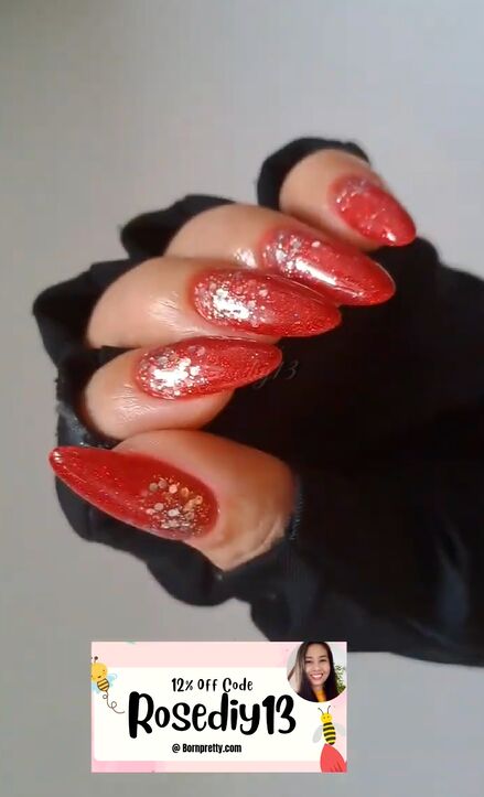 red glitter nails, Easy DIY red glitter nails