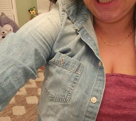 how i turned a too tight denim shirt into a distressed vest