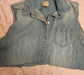 how i turned a too tight denim shirt into a distressed vest