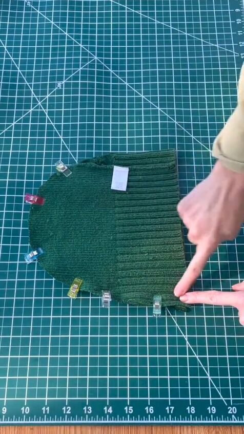 use an old sweater to diy a new beanie, Pinned beanie