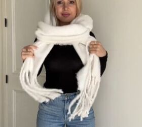 use 1 scarf to cover 2 areas, Bringing other side under