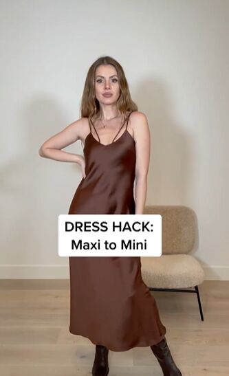 turn any maxi into a mini without cutting, Dress hack