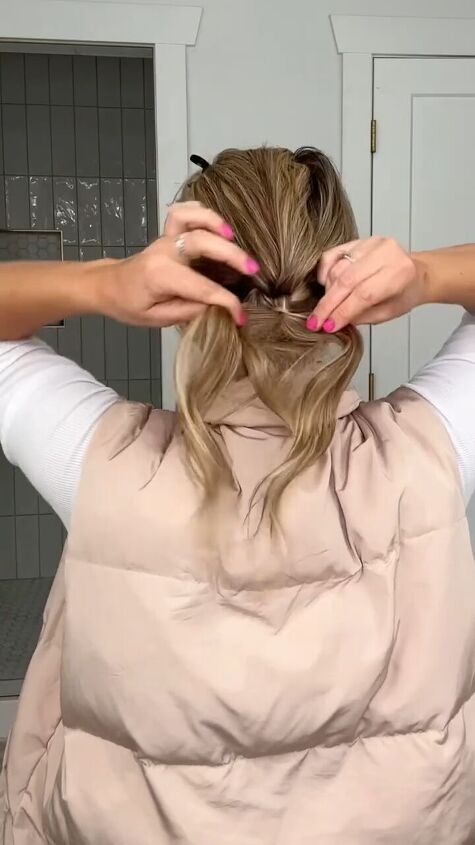 low ponytail hairstyle, Tying hair