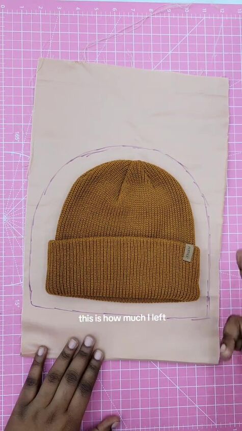 protect your hair this winter with this easy diy satin lined beanie, Tracing beanie