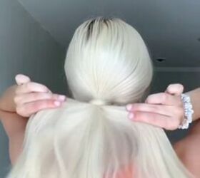 do this quick and easy hack when you run out of hair ties, Tightening ponytail