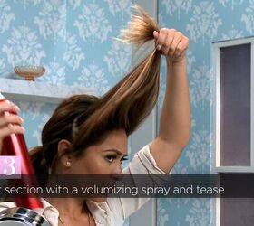 loose messy bun, Spraying hair