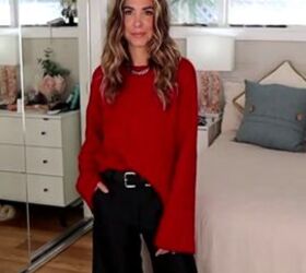 winter outfit ideas, Red sweater outfit