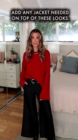 winter outfit ideas, Red sweater outfit