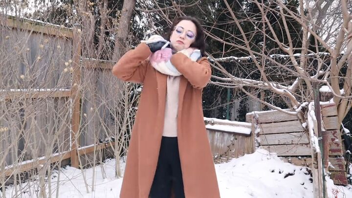 how to style a winter scarf, Tying faux infinity scarf