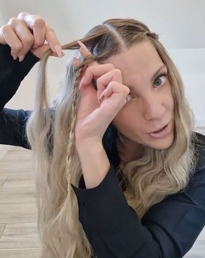 easy hack for a waterfall look on your braids, Creating waterfall effect