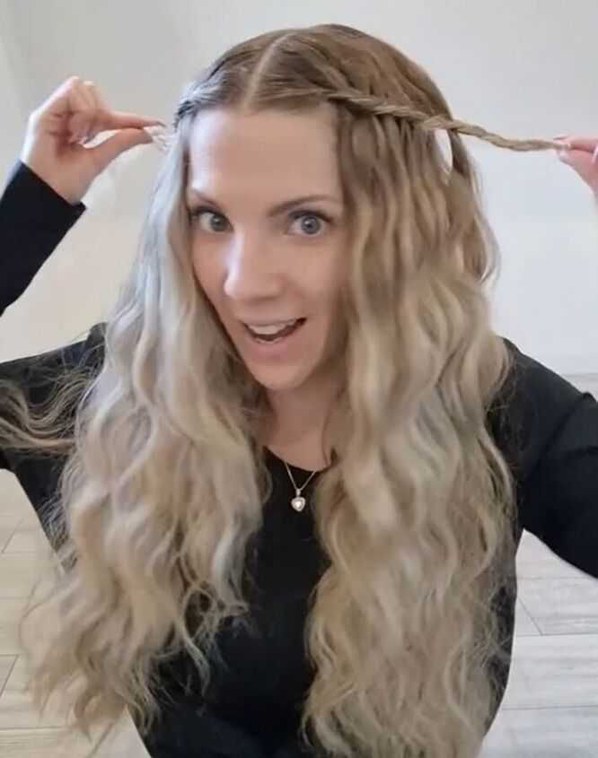 easy hack for a waterfall look on your braids, Creating waterfall effect