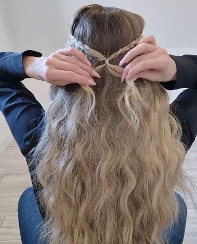 easy hack for a waterfall look on your braids, Connecting braids