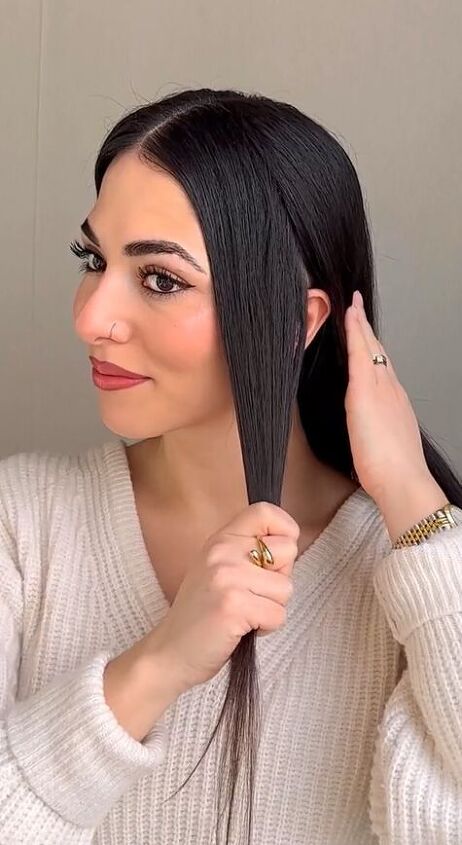 try this hair hack for your next half up hairstyle, Sectioning hair