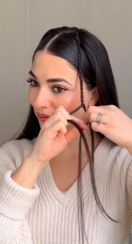 try this hair hack for your next half up hairstyle, Making braid