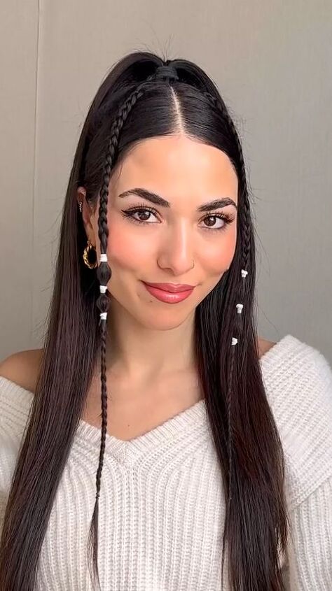 try this hair hack for your next half up hairstyle, Bubble braid half up hairstyle