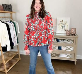 5 spring outfit ideas that will elevate your style, Smocked Red Floral Top Spanx Flare Jeans