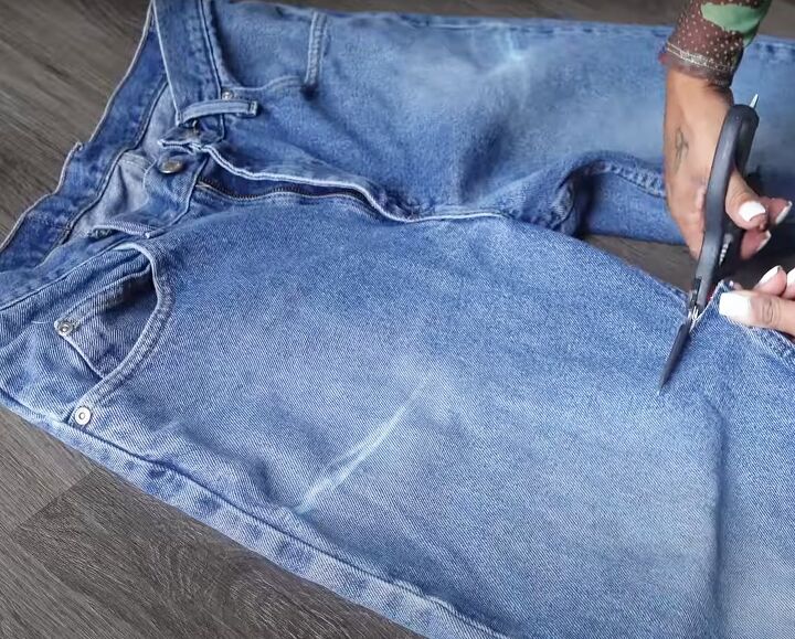 denim skirt made from jeans, Cutting legs