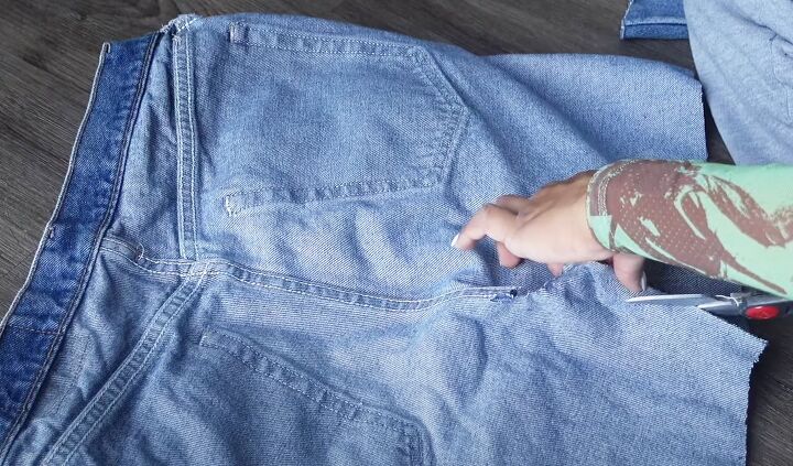 denim skirt made from jeans, Center back seam