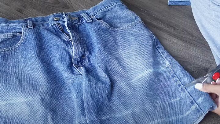 denim skirt made from jeans, Adjusting length
