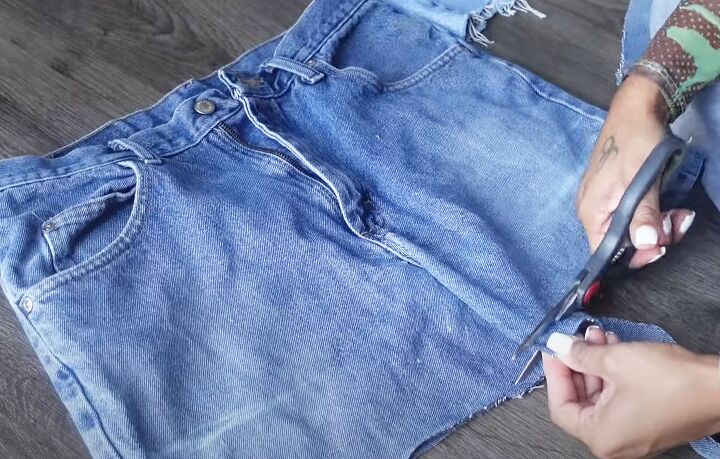 denim skirt made from jeans, Adjusting length