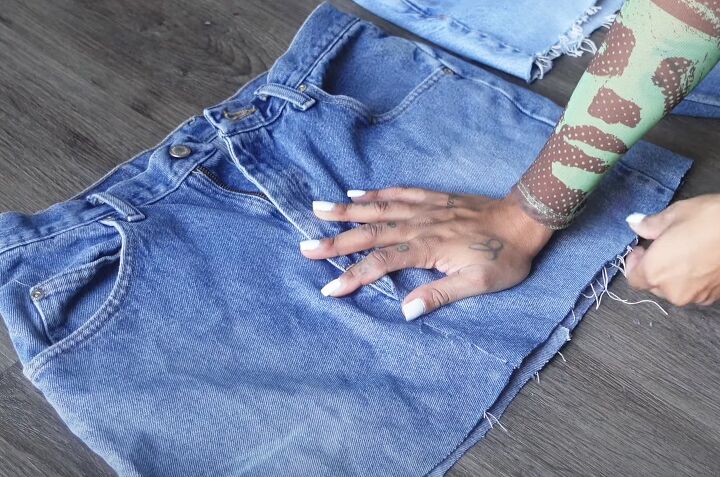 denim skirt made from jeans, Fraying hem