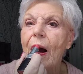 makeup for women over 70, Applying lipstick