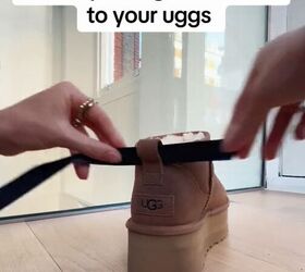 how to turn your uggs into coquette style too, Threading ribbon through Ugg loop