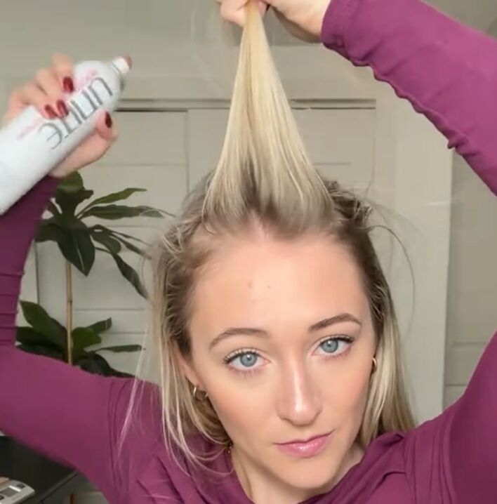 how to get that early 2000s bump feel, Adding hairspray