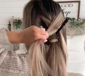 romantic hairstyle leaving you with princess hair, Crossing hair over pick