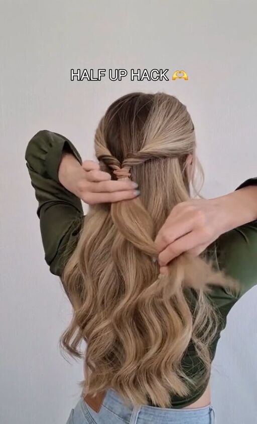 easy hack for half up hairdos, Twisted look