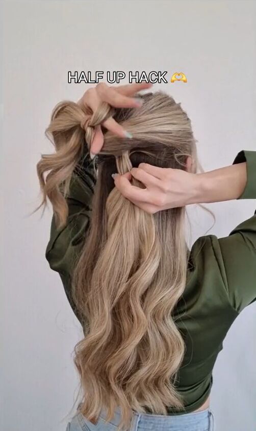easy hack for half up hairdos, Twisting ponytail