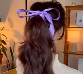 3 easy bow hairstyles, Thick wrapped ribbon hairstyle