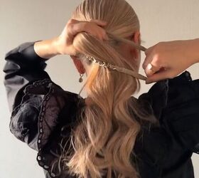 this scarf hairstyle is so easy you can do it, Tying ponytail