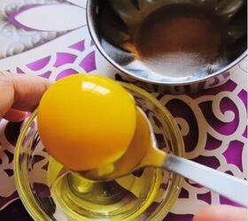 She only uses half the egg for this hair mask