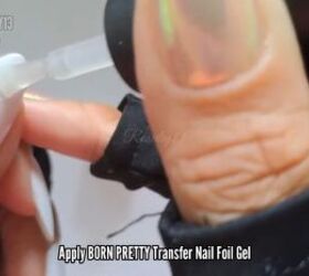 transfer foils for nails, Applying transfer nail foil gel