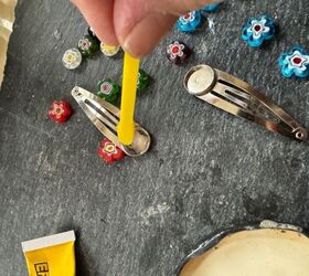 how to create some pretty hair clips, Glue bead