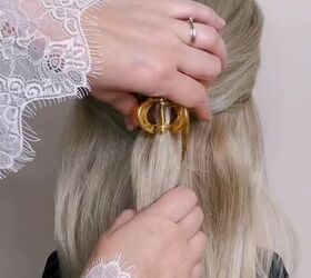 wow how to hide your claw clip for a more elegant updo, Adding clip