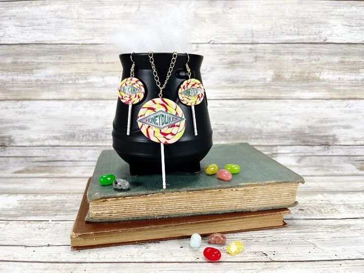 polymer clay honeydukes lollipop jewelry