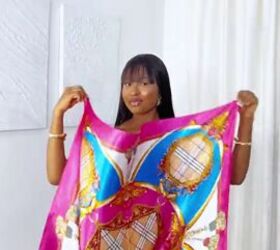 5 different ways to wear a large silk scarf, How to style a silk scarf