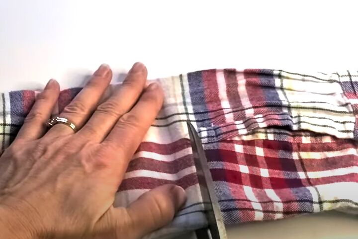 upcycling flannel shirts, Cutting shirt