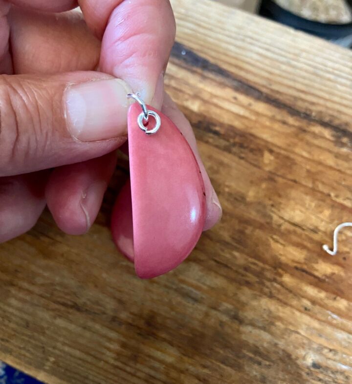 how to create some pretty tagua nut earrings, Adding extra jump ring