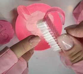 color block nail design, Removing excess powder