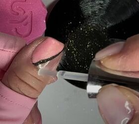 color block nail design, Applying dip base