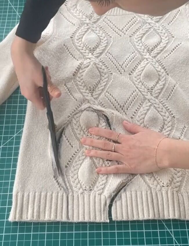 upcycle a sweater, Cutting sweater