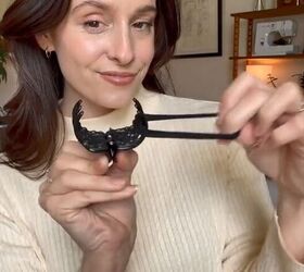 the secret to the perfect messy bun, Attaching hair tie to claw clip