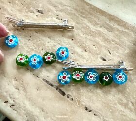 how to create a unique hair clip using glass beads, Millefiori beads